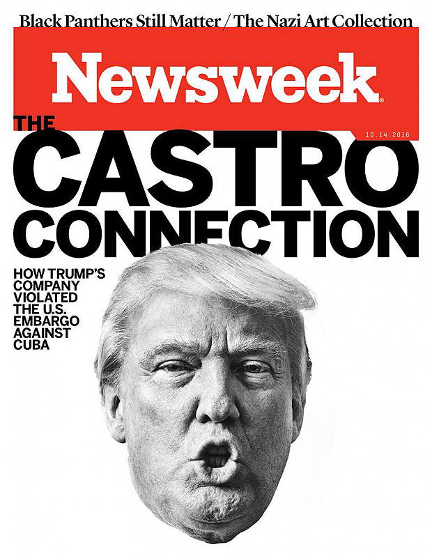 Capa da revista Newsweek desta semana mostra "A conexo Castro" do republicano Donald Trump