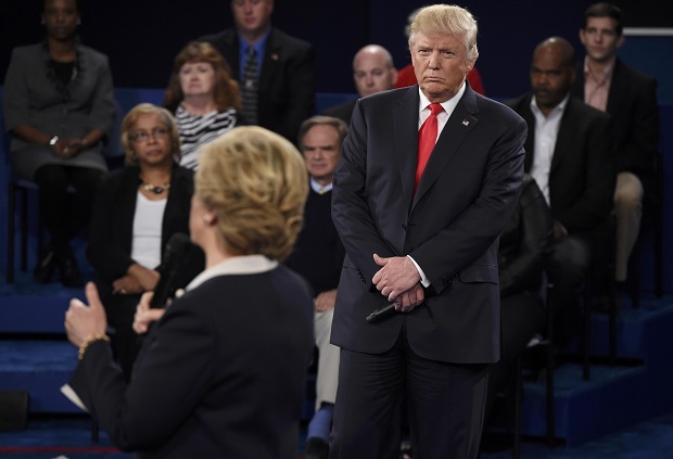 Candidata democrata, Hillary Clinton, e republicano Donald Trump em debate