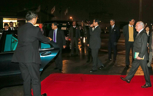 O presidente Michel Temer desembarca em Tquio para visita oficial ao Japo