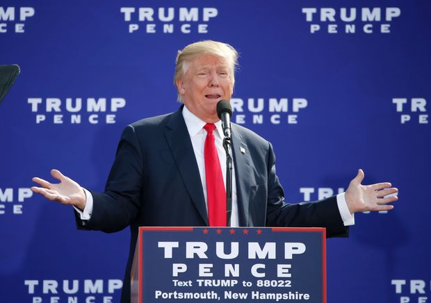 O candidato republicano, Donald Trump, fala em comcio no Estado de New Hampshire no sbado (15)