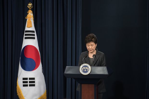South Korean President Park Geun-Hye speaks during an address to the nation, at the presidential Blue House in Seoul on November 4, 2016.REUTERS/Ed Jones/Pool TPX IMAGES OF THE DAY