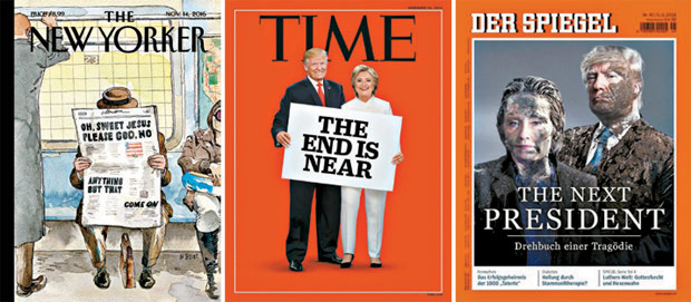 Capas das revistas 'New Yorker', 'Time' e 'Der Spiegel