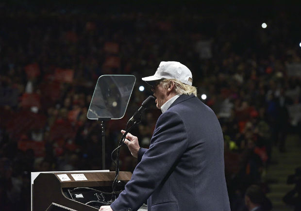 O candidato republicano, Donald Trump, em evento de campanha em Michigan