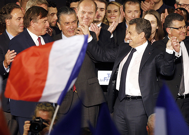 O ex-presidente Nicolas Sarkozy, durante evento de campanha em Nimes, no sul da Frana, na sexta (18)