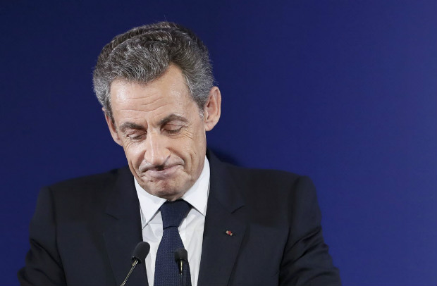 Nicolas Sarkozy, former French president and candidate for the French conservative presidential primary, reacts after the results in the first round of the French center-right presidential primary election at his headquarters in Paris, France, November 20, 2016. REUTERS/Ian Langsdon/Pool ORG XMIT: ISL43