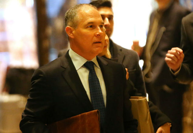 NEW YORK, NY - DECEMBER 07: Oklahoma Attorney General Scott Pruitt arrives at Trump Tower on December 7, 2016 in New York City. Potential members of President-elect Donald Trump's cabinet have been meeting with him and his transition team of the last few weeks. Spencer Platt/Getty Images/AFP == FOR NEWSPAPERS, INTERNET, TELCOS & TELEVISION USE ONLY ==