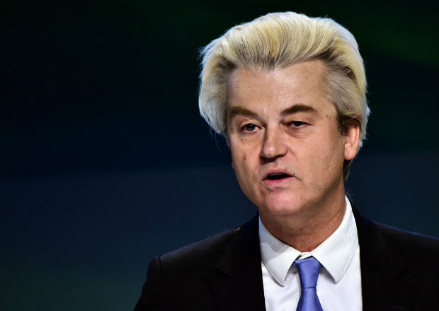 This file photo taken on January 29, 2016 shows Dutch far-right Freedom Party leader Geert Wilders speaking during a press conference at the end of the first ENF (Europe of Nations and Freedom) congress in Milan. Dutch anti-Islam MP Geert Wilders will appeal his conviction for discriminating against Moroccans as he believes the verdict is a 