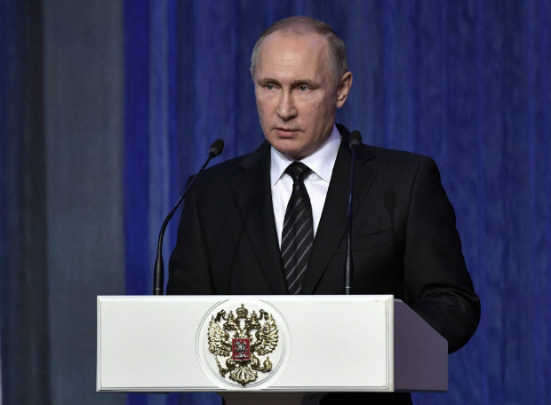 O presidente da Rssia, Vladimir Putin, discursa para agentes do Servio Secreto em Moscou