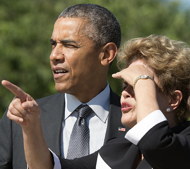 O presidente dos EUA, Barack Obama, conversa com Dilma Rousseff durante visita a Washington