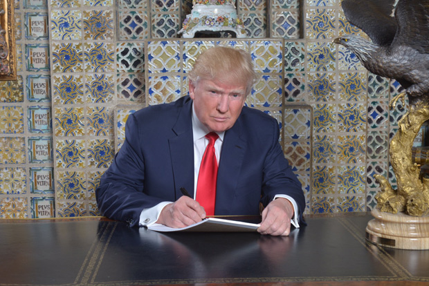 "writting my inaugural address at the winter white house, mar-a-lago, three weeks agor. Looking foward to Friday"