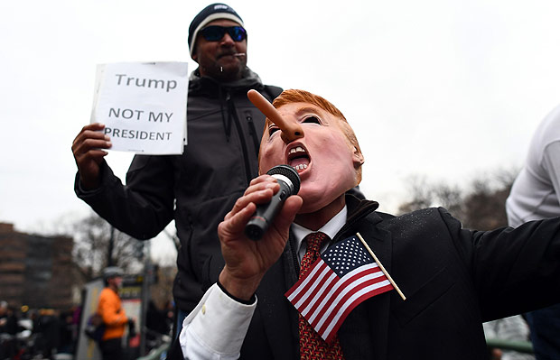 Protestos contra o presidente recm-empossado Donald Trump, em Washington