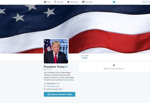 A conta de Twitter do presidente dos Estados Unidos, Donald Trump