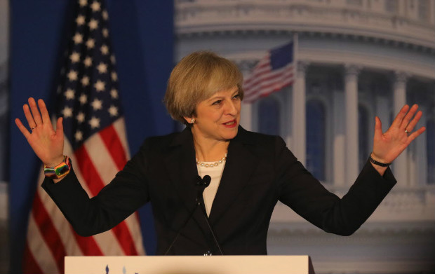 PHILADELPHIA, PA - JANUARY 26: British Prime Minister Theresa May speaks at the Congress of Tomorrow Republican Member Retreat at Loews Philadelphia Hotel on January 26, 2017 in Philadelphia, Pennsylvania. British Prime Minister Theresa May is on a two-day visit to the United States and will be the first world leader to meet with President Donald Trump. Christopher Furlong/Getty Images/AFP == FOR NEWSPAPERS, INTERNET, TELCOS & TELEVISION USE ONLY ==