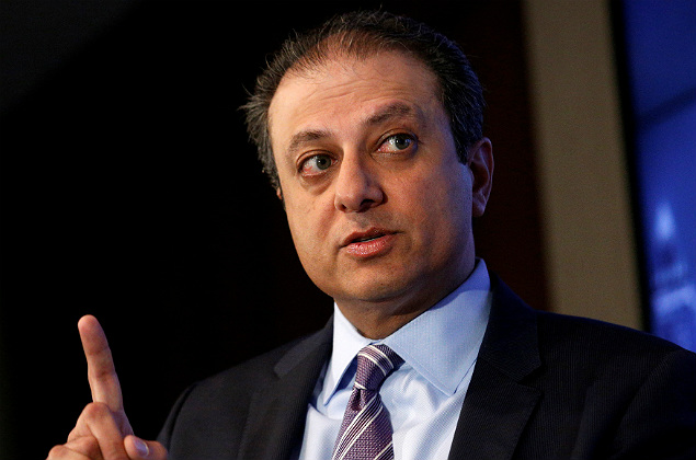 FILE PHOTO: U.S. Attorney for the Southern District of New York Preet Bharara speaks during a Reuters Newsmaker event in New York City, U.S., July 13, 2016. REUTERS/Brendan McDermid/File photo ORG XMIT: SIN50