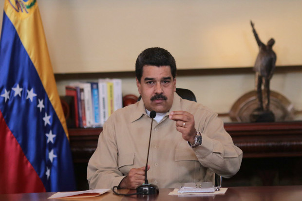 O presidente da Venezuela, Nicols Maduro, discursa em cadeia nacional na sede do governo em Caracas