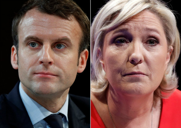 Emmanuel Macron (centro) deverá enfrentar Marine Le Pen no segundo turno, em 7 de maio