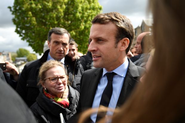 O candidato  Presidncia da Frana Emmanuel Macron durante evento em Amiens nesta quarta (26)