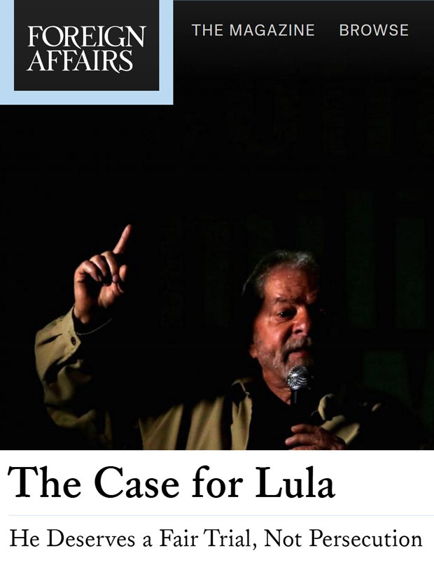 Na "Foreign Affairs", advogado de Lula defende ex-presidente contra 'perseguicao' ***DIREITOS RESERVADOS. NO PUBLICAR SEM AUTORIZAO DO DETENTOR DOS DIREITOS AUTORAIS E DE IMAGEM***