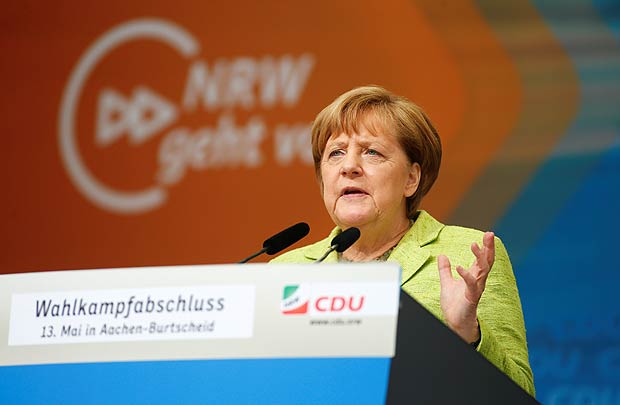 German Chancellor Angela Merkel speaks during an election rally in Aachen, Germany, May 13, 2017. REUTERS/Thilo Schmuelgen ORG XMIT: MAT09