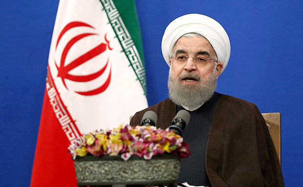 Iranian President Hassan Rouhani gives a televised speech after he won the election, in Tehran, Iran, Saturday, May 20, 2017. Rouhani says that the message of Friday's election that gave him another four-year term is one of Iran living in peace and friendship with the world. (AP Photo/Ebrahim Noroozi) ORG XMIT: ENO105