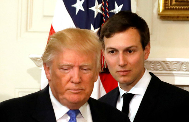 FILE PHOTO - U.S. President Donald Trump and his senior advisor Jared Kushner arrive for a meeting with manufacturing CEOs at the White House in Washington, DC, U.S. February 23, 2017. REUTERS/Kevin Lamarque/File Photo ORG XMIT: TOR436