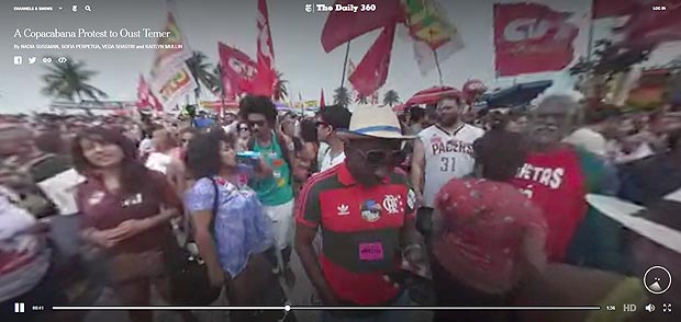 Vdeo em 360 graus do "New York Times" gravou a manifestao por diretas no Rio