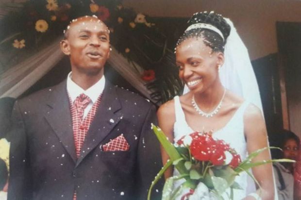 Harry Olwande and Terry Gobanga on their wedding day in July 2005