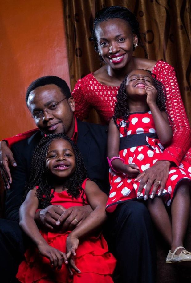 Terry Gobanga avec son mari, Tonny, et leurs deux filles