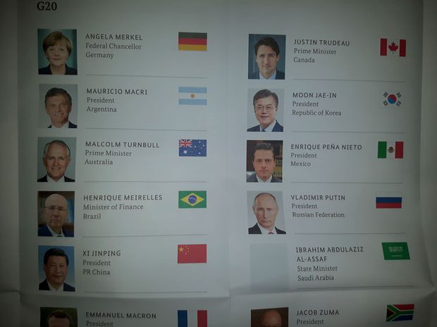 O folheto com o programa oficial pra imprensa do G20 lista o ministro Henrique Meirelles como representante brasileiro