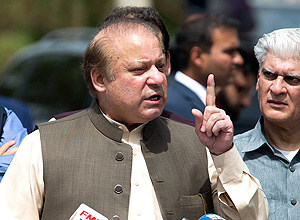 O então primeiro-ministro paquistanês, Nawaz Sharif, concede entrevista coletiva em junho – B.K. Bangash - 15.jun.2017/Associated Press O então primeiro-ministro paquistanês, Nawaz Sharif, concede entrevista coletiva em junho – B.K. Bangash - 15.jun.2017/Associated Press