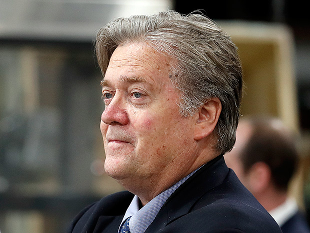 FILE - In this April 29, 2017, file photo, Steve Bannon, chief White House strategist to President Donald Trump is seen in Harrisburg, Pa. According to a source, Bannon is leaving White House post. (AP Photo/Carolyn Kaster, File) ORG XMIT: WX103