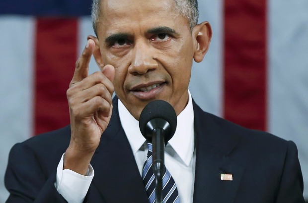 O ex-presidente dos EUA Barack Obama, em seu ltimo discurso do Estado da Unio, em 2016
