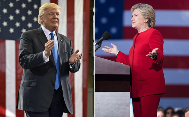 Donald Trump e Hillary Clinton, candidatos  Presidncia dos EUA 