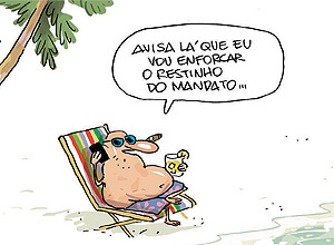 Charge de Jean Galvão ironiza adiamento do retorno ao trabalho dos parlamentares; veja quadrinhos publicados na 'Ilustrada'