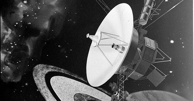 Ilustrao da sonda Voyager.1 sobrevoando Saturno. FILE--The Voyager I spacecraft is shown approaching Saturn in an artists rendering from NASA. Voyager 1 won the distinction Tuesday, Feb. 17, 1998, of becoming the most distant man-made object in the universe, surpassing the distance of the older Pioneer 10 spacecraft, the 6.5 billion-mile mark . [AP Photo/NASA]*** NO UTILIZAR SEM ANTES CHECAR CRDITO E LEGENDA***