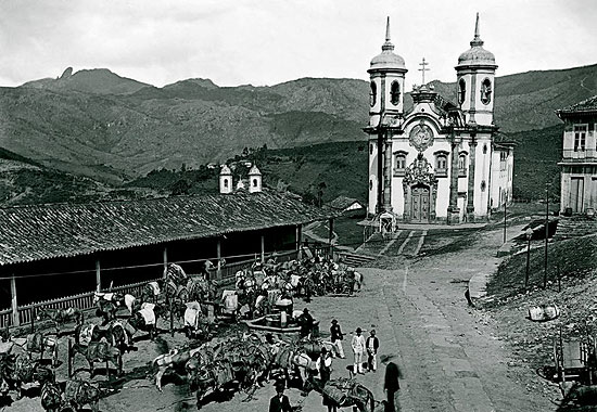 Igreja de São Francisco de Assis, em Ouro Preto (MG), em fotografia tirada por Marc Ferrez (1843-1923) no fim do século 19