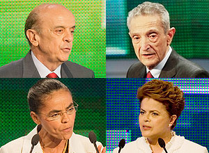 José Serra, Dilma Rousseff, Marina Silva e Plínio de Arruda fizeram o primeiro debate das eleições deste ano