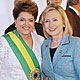(Dilma Rousseff e a secretria de Estado americana, Hillary Clinton, durante a posse (Adriano Machado - 1.jan/2011/AFP))