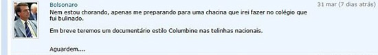 Chacina do Rio foi anunciada sete dias antes em perfil falso do deputado Bolsonaro (PP) no Orkut