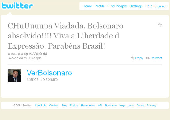 Twitter do vereador do Rio Carlos Bolsonaro (PP) comemora arquivamento de representação contra seu pai