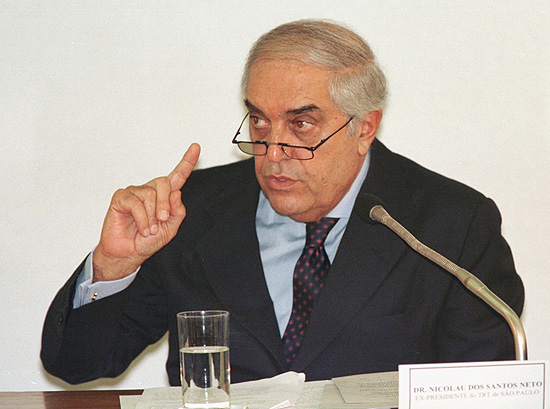 O então juiz Nicolau dos Santos Neto, ex-presidente do TRT-SP, durante depoimento no Senado, em 1999