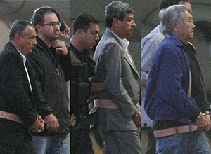 Presos pela Operação Voucher, da Polcia Federal, chegam ao aeroporto em Brasília, oito foram tranferidos para o Amapá