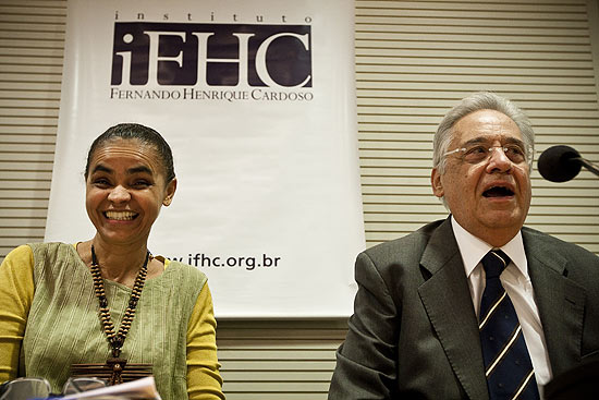 Fernando Henrique Cardoso e Marina Silva durante debate sobre o Cdigo Florestal, realizado no Instituto FHC, em setembro de 2011