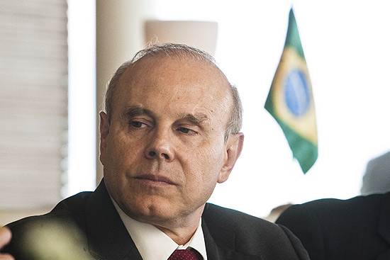 O ministro Guido Mantega durante almoço com empresários, no prédio da Fiesp em São Paulo