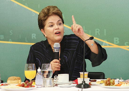 Presidente Dilma Rousseff durante café da manhã com jornalistas no Palácio do Planalto