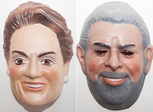 Máscaras da presidente Dilma e do ex-presidente Lula