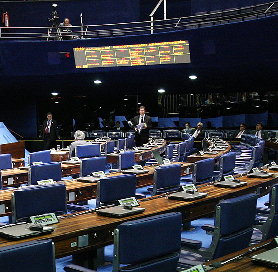 Painel de votações do Senado no último dia 15; travamento atrapalhou sessão de hoje