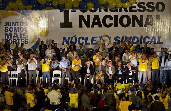 Encontro sindical promovido pelo PSDB com a presença de José Serra, José Aníbal, Geraldo Alckmin, Aécio Neves, Sérgio Guerra, entre outros 