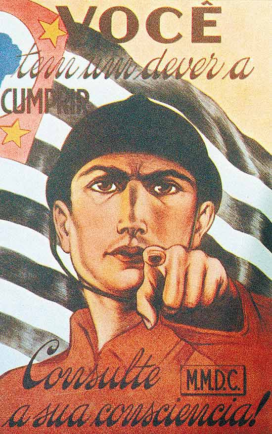 Cartaz do MMDC que convocava os paulistas a combater o governo de Getúlio Vargas em 1932 