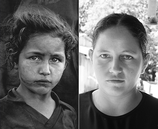  esquerda, foto feita por Sebastio Salgado em 1996;  direita, Joceli hoje, no acampamento Fazenda Rio Grande, do MST